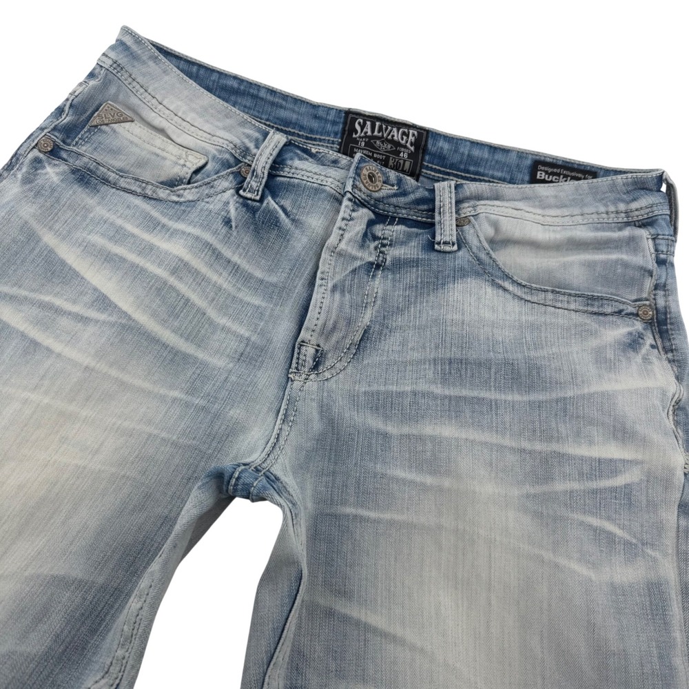 Salvage Mayhem Boot Cut Jeans Mens 36Lx34 Light Wash Distressed Regular Fit